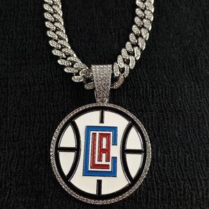 NBA LA Los Angeles Clippers 20 Inch Necklace Pendant Cuban Chain Link Basketball